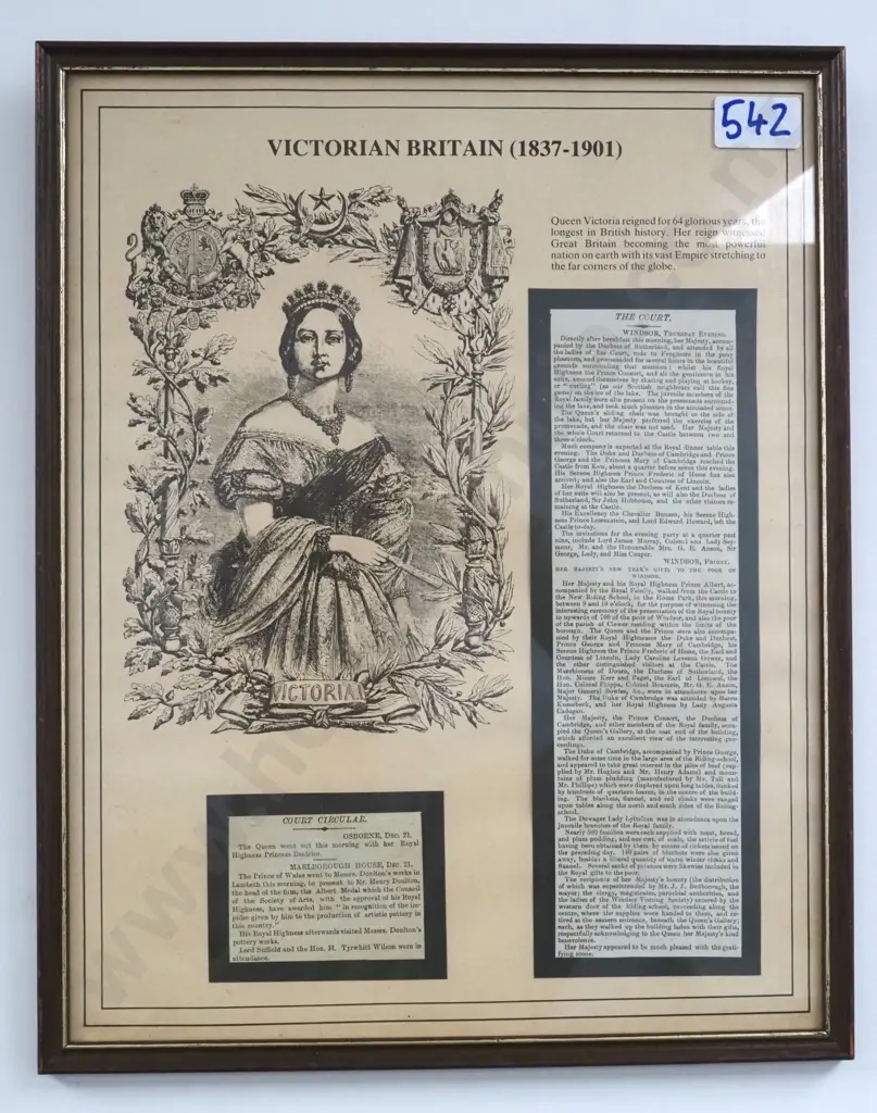 Queen Victoria Poster w Original 'Court Circular' & 'The Court Clippings'. Image 1++