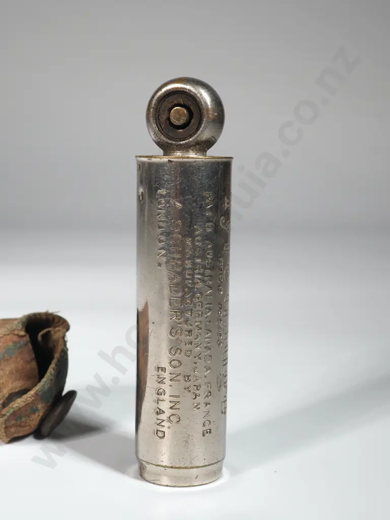 Vintage 1920s Schrader Tire Gauge | Original Leather Case | United States Tire Co | Patented 1909-1922 Image 1++