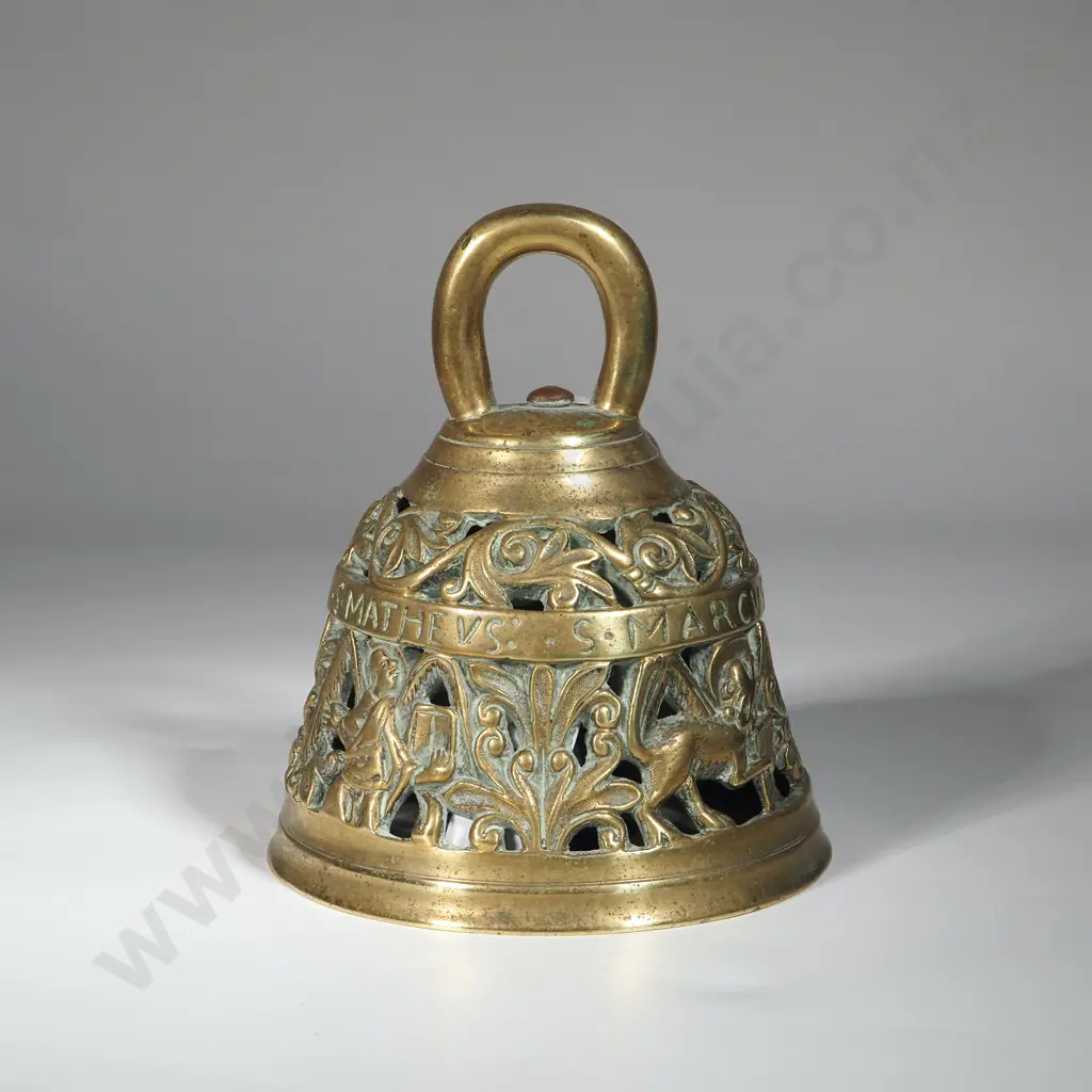 Vintage Brass Church Sanctuary Bell With Pierced Decoration. Mathew Lucas Marcus Image 1++