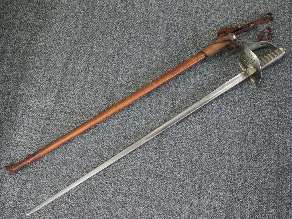 George 5th 1897 Pattern Sword - Made by W H Turner & Company Sheffield - Some Damage to Bottom of Scabbard  Image 1++