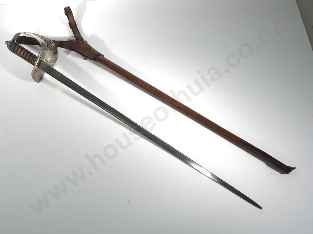 George 5th 1897 Pattern Sword - Made by W H Turner & Company Sheffield - Some Damage to Bottom of Scabbard  Image 1++