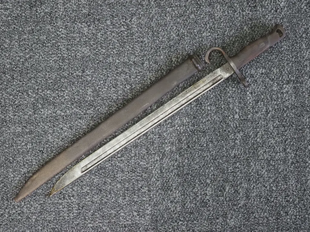 WW2 Japanese Arisaka Bayonet. Scabbard Rusty. Blade Dirty & Missing Locking Stud. Image 1++