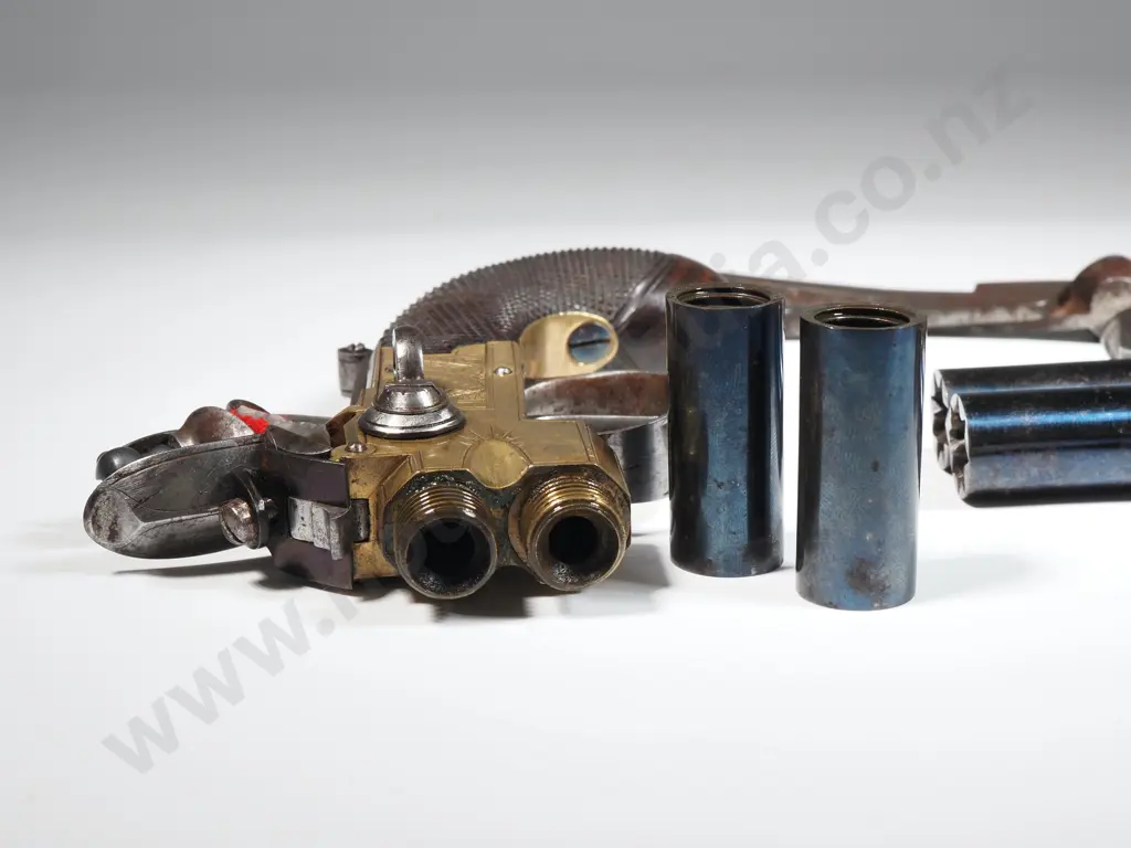 Pair of Double Barrel 80 Bore Flintlock Taplock Pistols w Birmingham Proof Marks 1805-1815 - w Bullet Mould Image 1++