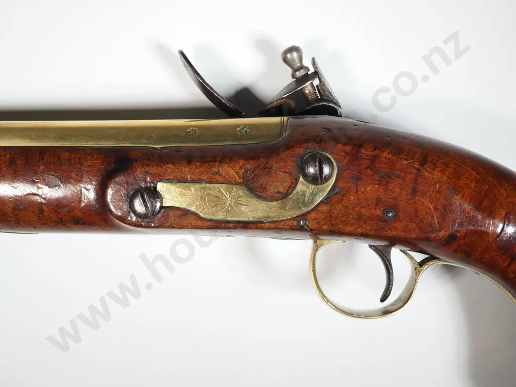 Brass Barrel 24 Bore Flintlock Coaching Pistol y J Hall 0 London w Birmingham Proof marks c 1790 - Rammer w Drawing Image 1++