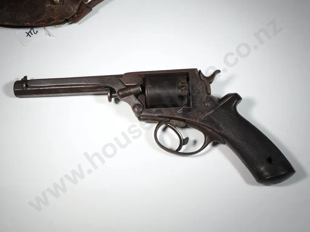 54 Bore Forth Model  Side Lever Loading Tranter Revolver w Contemporary Leather Holster. Image 1++