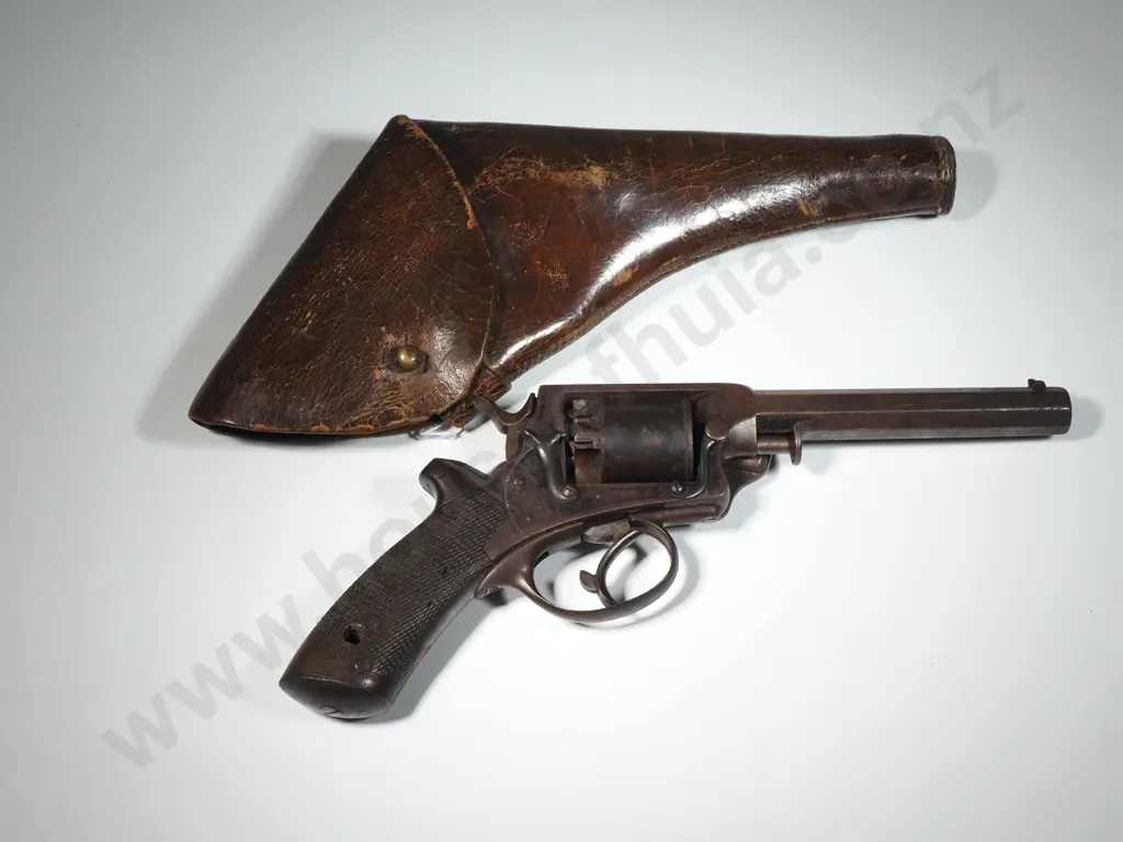 54 Bore Forth Model  Side Lever Loading Tranter Revolver w Contemporary Leather Holster. Image 1++