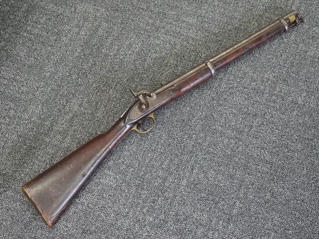 Enfield Style Percussion Cavalry Carbine w Split Butt Plate - Made in India Image 1++