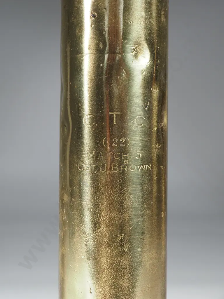 Trophy Artillery Shell - "CTC .22 Match 5 Cadet J Brown"  Image 1++