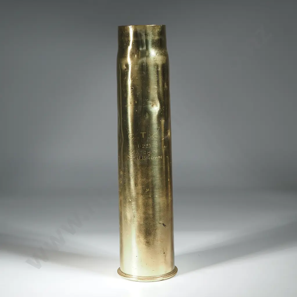 Trophy Artillery Shell - "CTC .22 Match 5 Cadet J Brown"  Image 1++