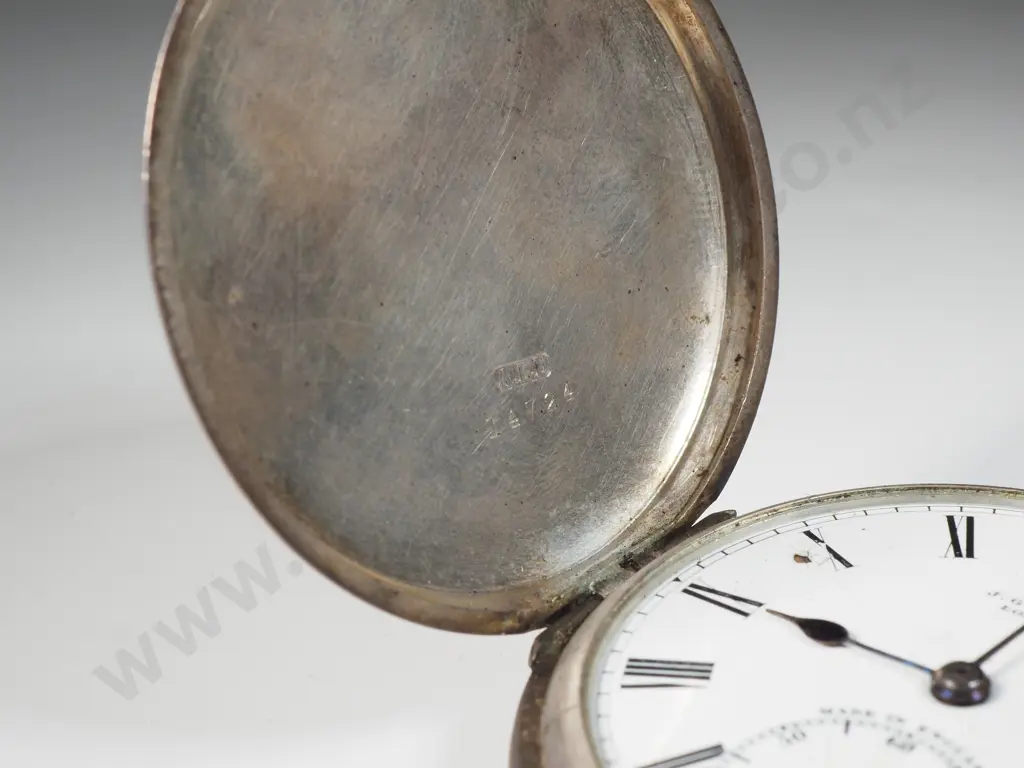 WW1 Sterling Silver Hunter Pocket Watch Token of Honour - Presented to P G Jacob Killed in Action 4th October 1916 NZFA Image 1++