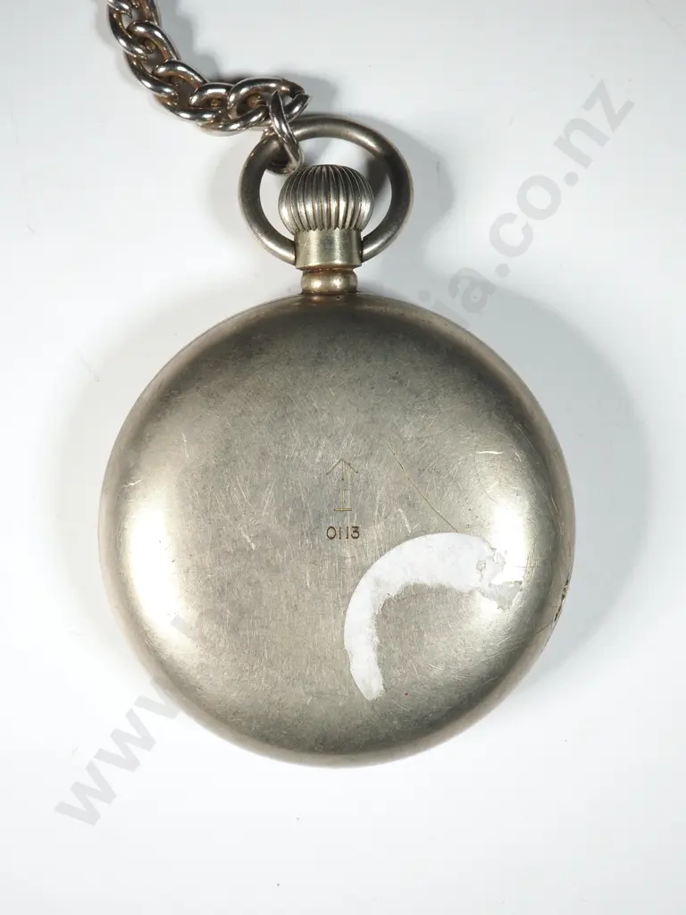 Large Indian Black Face Pocket Watch & Chain  Image 1++