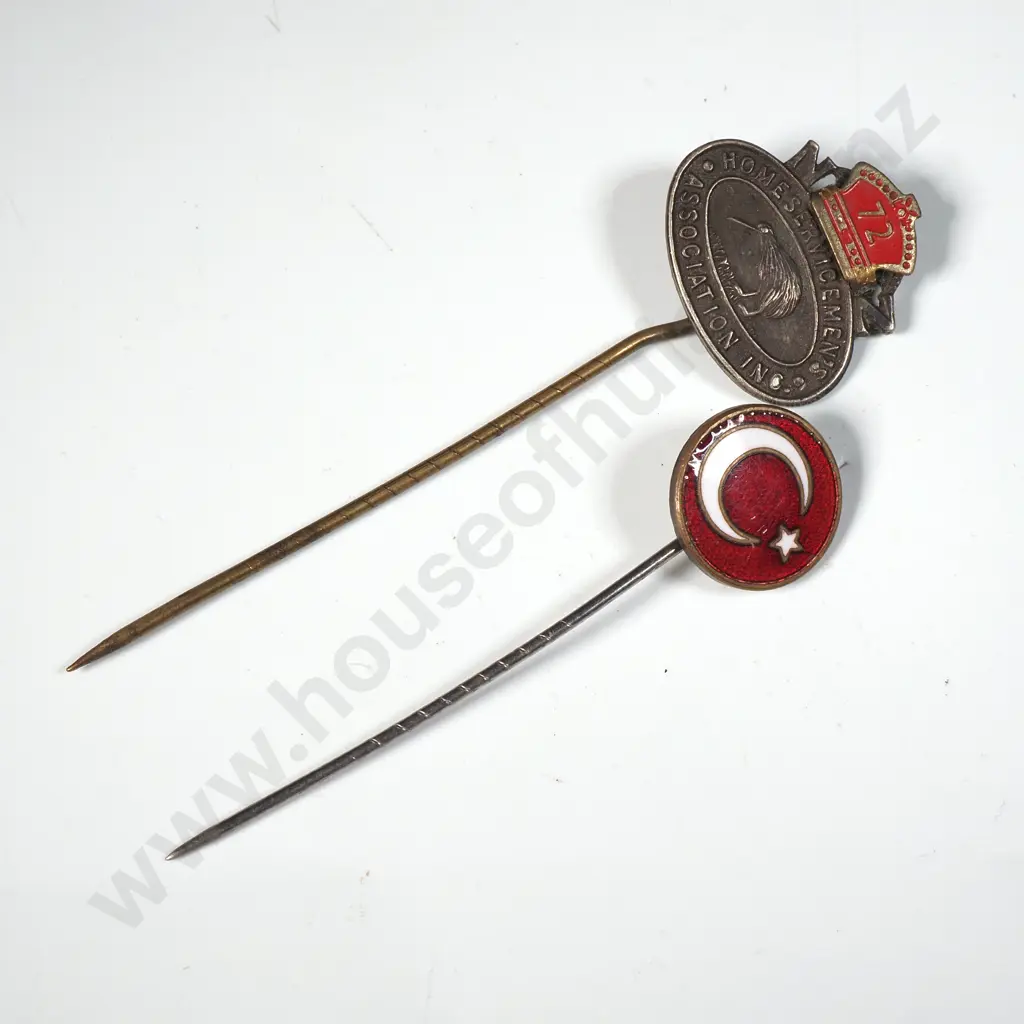WW2 New Zealand Home Service Association Pin & Silver Turkish Pin  Image 1++