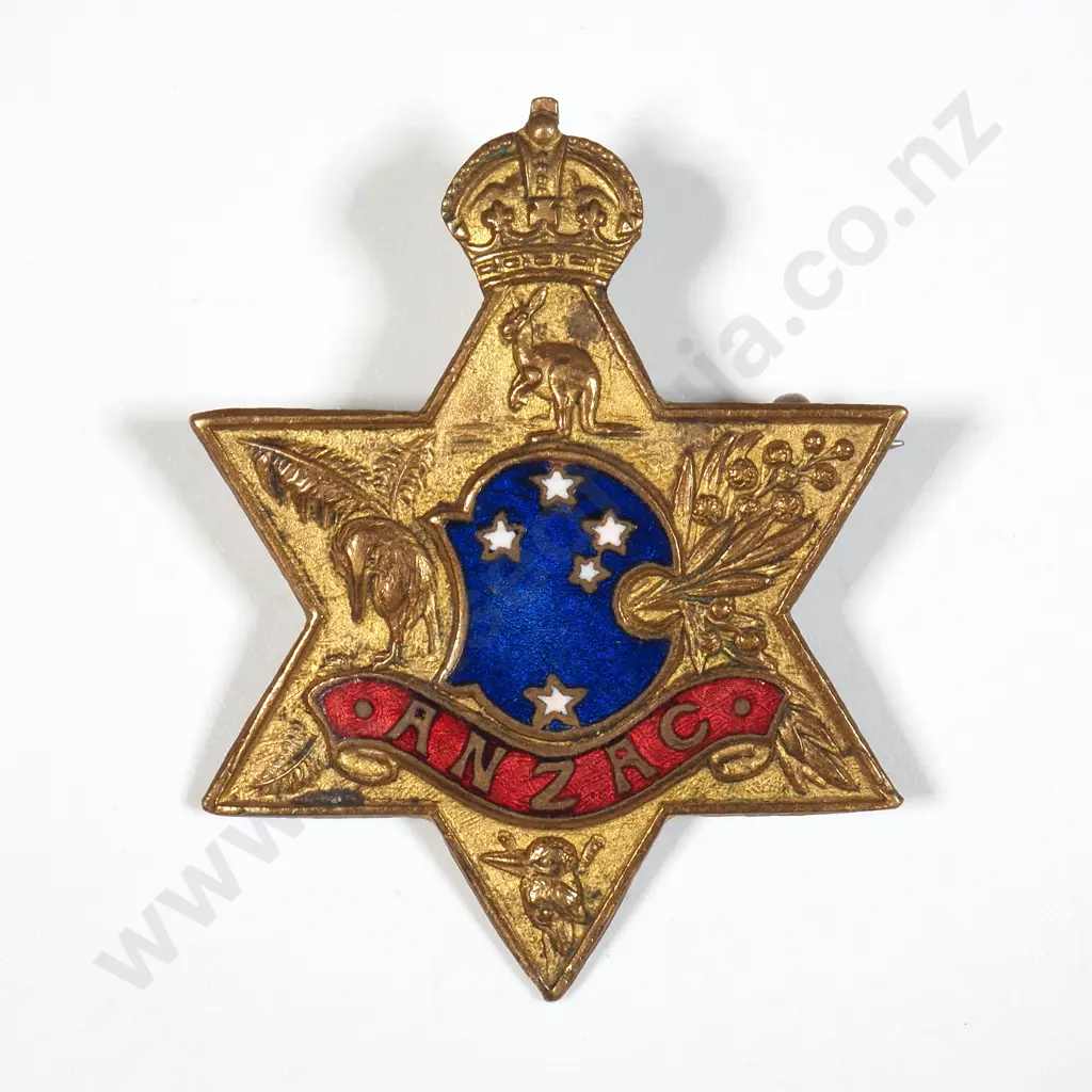 Exceptional Enamelled ANZAC Pin - From Cyril Bassett VC 1916  Image 1++