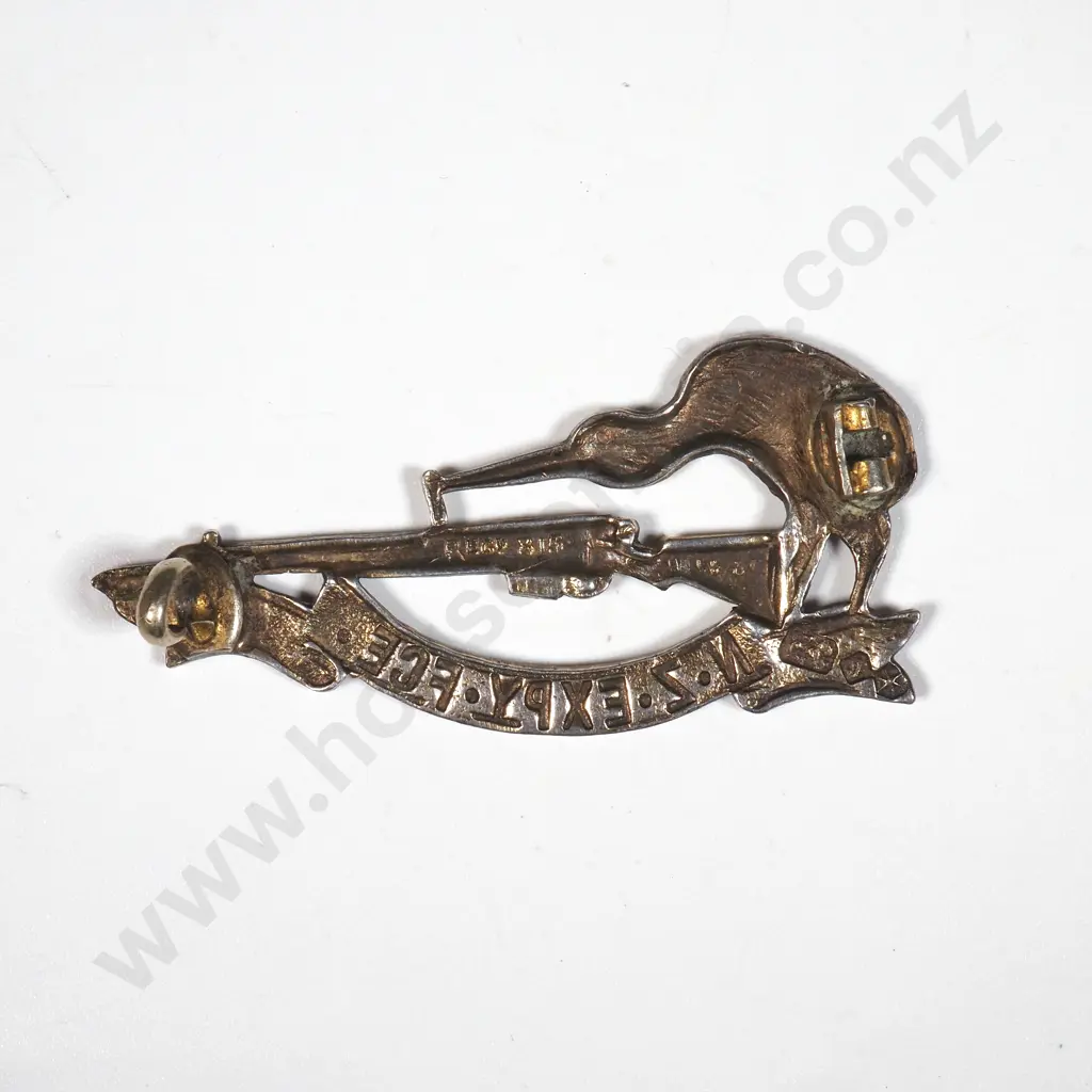 WWI Sterling Silver Rifle Sweetheart Badge w  Kiwi & NZEXPY FCE. Image 1++