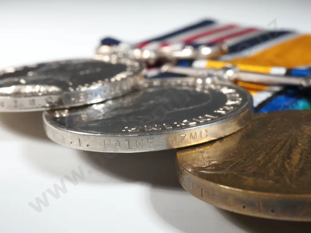 Military Medal & Pair (Replacement) & WW2 Group to E I Paine NZMC  Image 1++