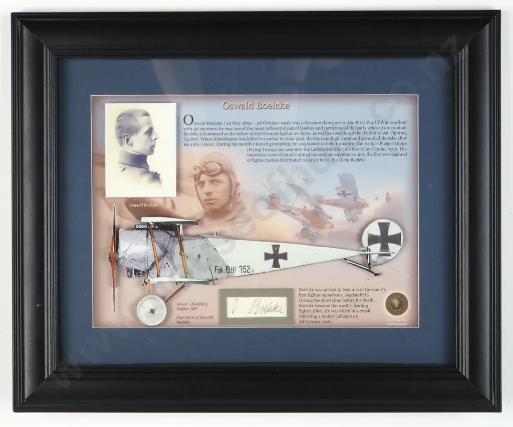 Framed Signature of Oswald Boelcke  Image 1++