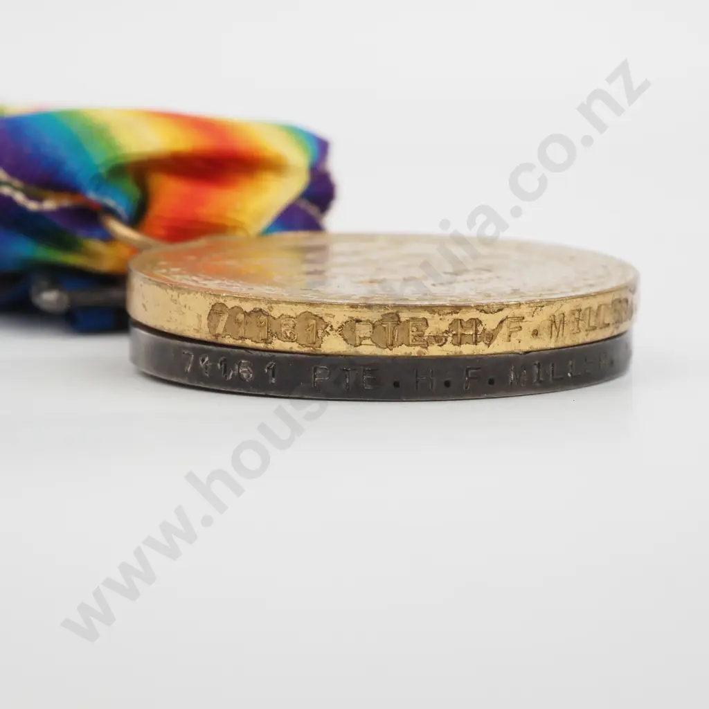 WW1 Medal Pair to 71161 PTE H F Miller  Image 1++