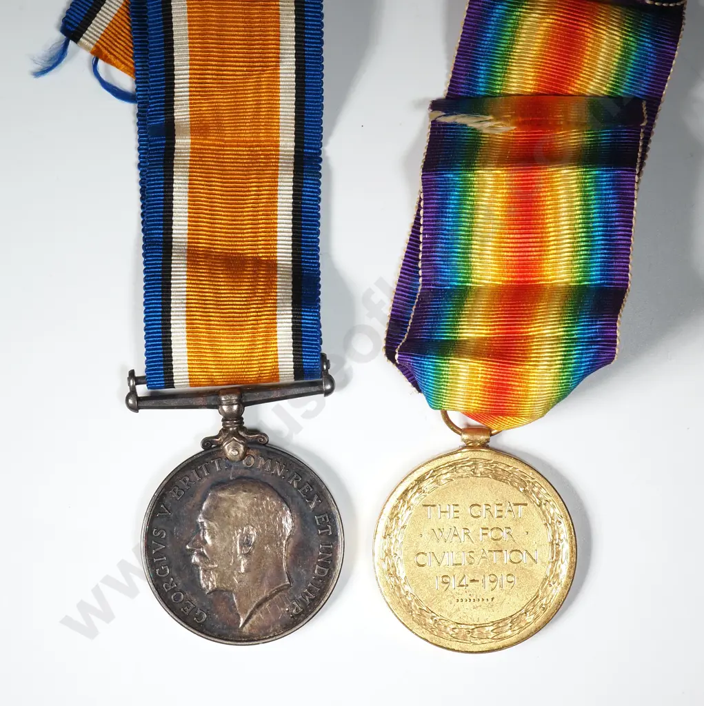 WW1 Medal Pair to 71161 PTE H F Miller  Image 1++