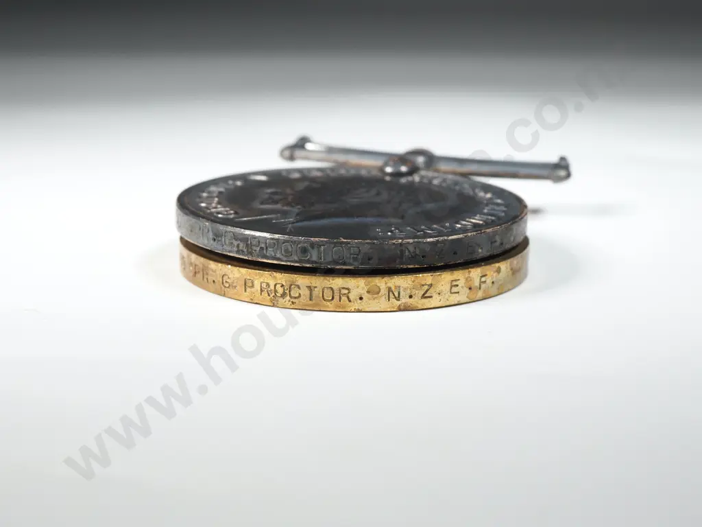 WW1 Medal Pair to 9.1950 SPR G Proctor - George Proctor NZ Engineers Died on 1 October 1917  Image 1++