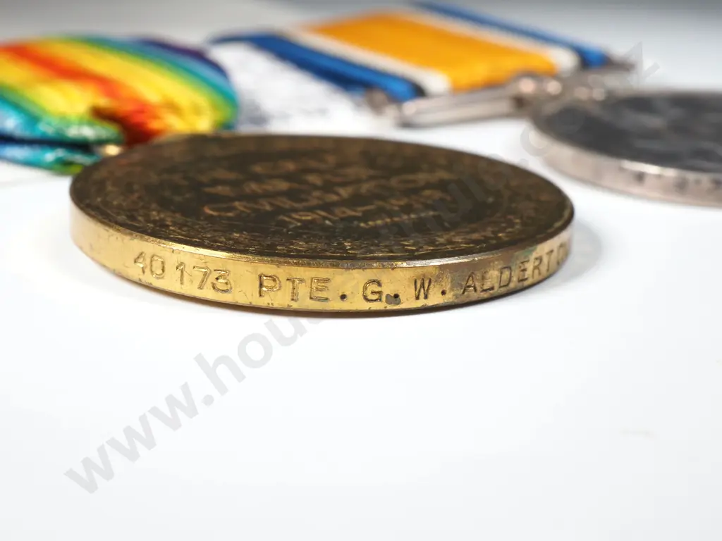 WW1 Pair to 40173 Pte G W Alderton NZEF - WIA Oct 1917  Image 1++