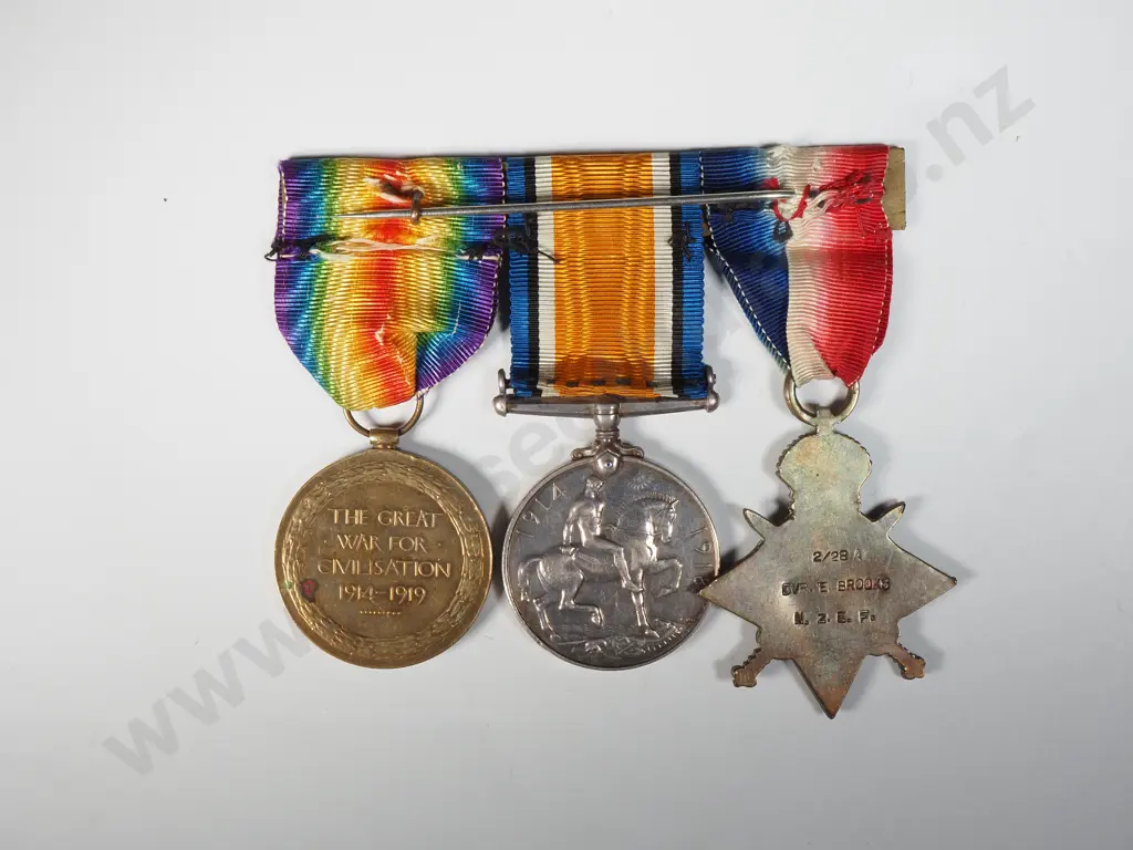 WW1 Trio to 2/28a Dvr Edward Brooks NZEF  Image 1++