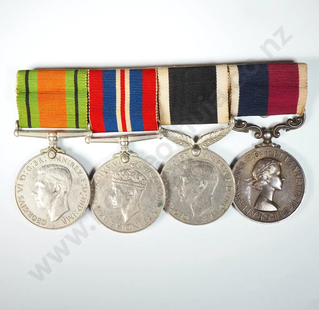 WW2 RNZAF Pacific Service Under Fire Group of Three w Long Service Good Conduct Medal to 71436 Sgt L L Woods Image 1++