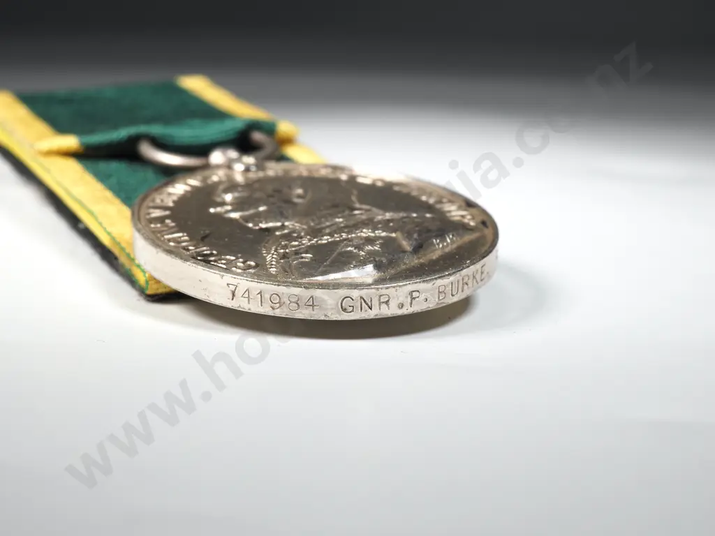 King George V Efficiency Medal to 741984 Gnr P Burke R.A.  Image 1++