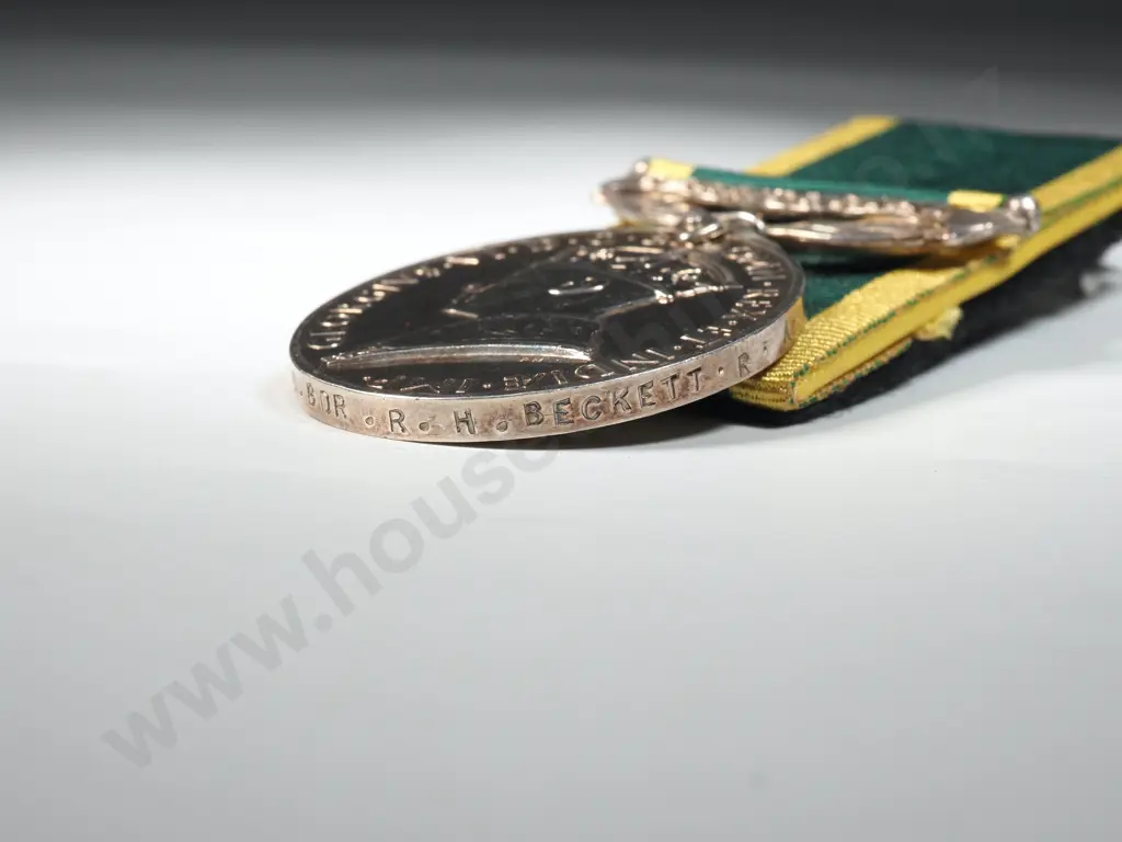 King George VI Efficiency Medal to 1439786 Bdr R H Beckett R.A.  Image 1++