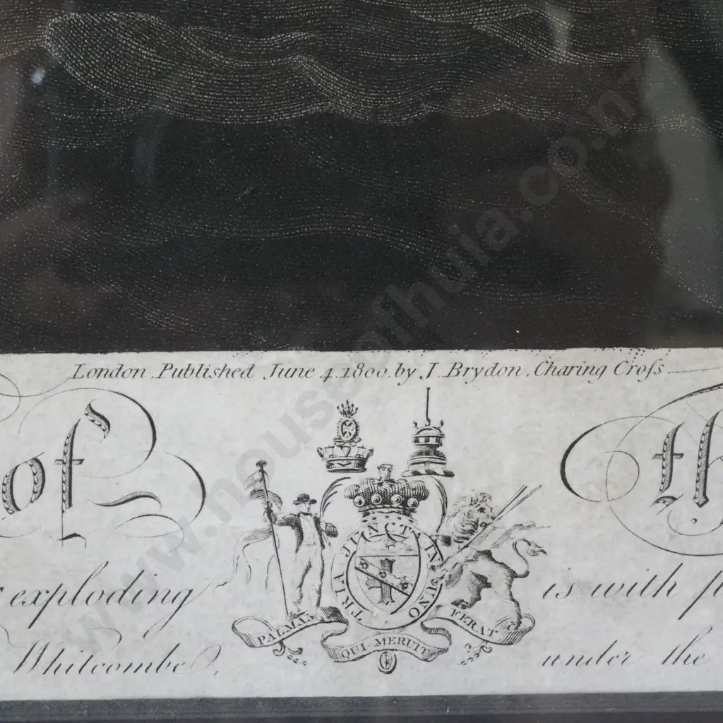 Framed Black & White Print Depicting "The Battle Of The Nile"After Drawings by Capt. Ja Weir  & Engraved By Tho. Hellyer Image 1++