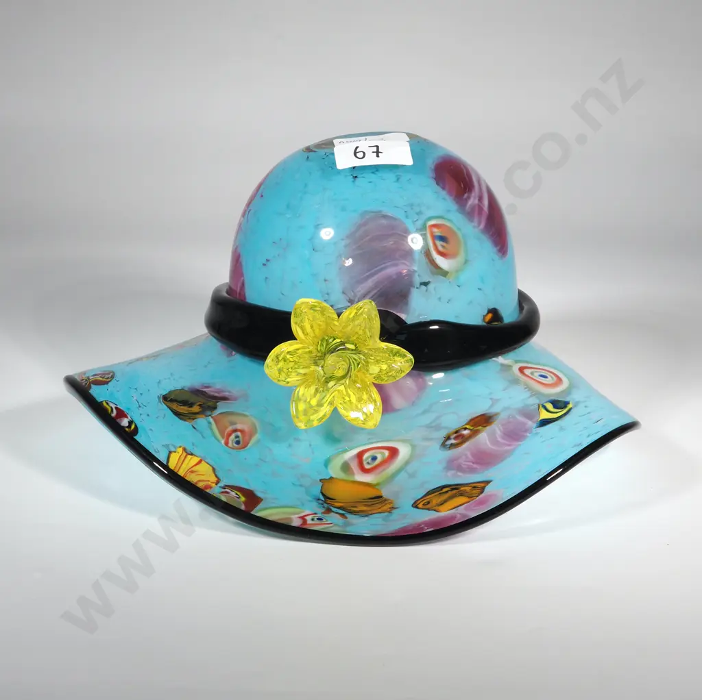 Murano Style Millefiori Glass Bowl In The Form Of  A Hat Image 1++