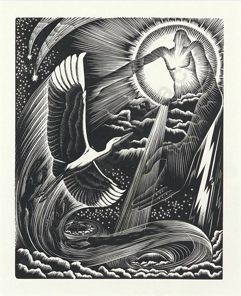 E. Mervyn Taylor. Te Kotuku Rerenga Tahi. From Original Bookplate Engravings On Wood. Image 1++