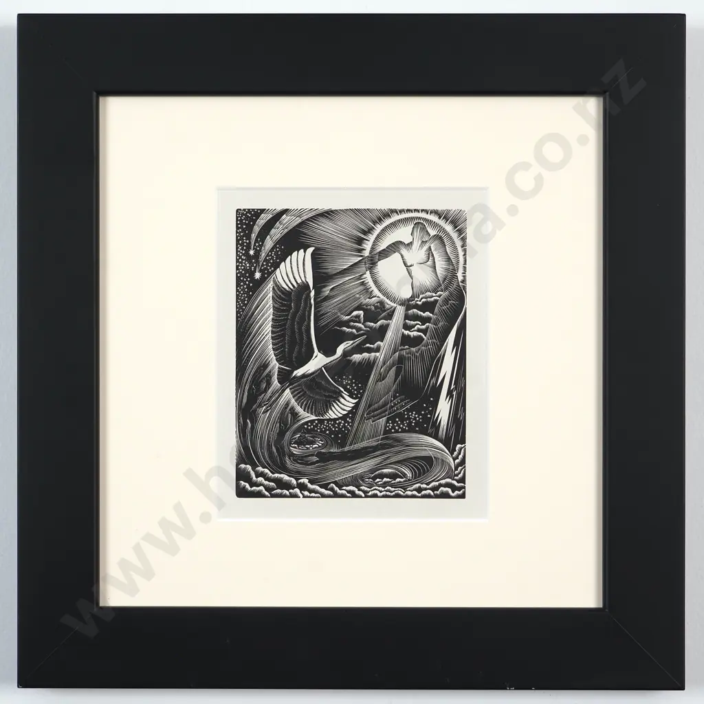 E. Mervyn Taylor. Te Kotuku Rerenga Tahi. From Original Bookplate Engravings On Wood. Image 1++