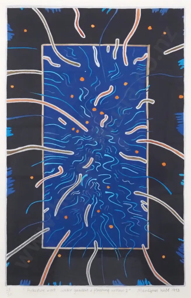 Marilynn Webb. 1993. Protection Work - Water Garden & Floating Willow 2. Limited Edition. Handcoloured Lithograph 28/30. Image 1++