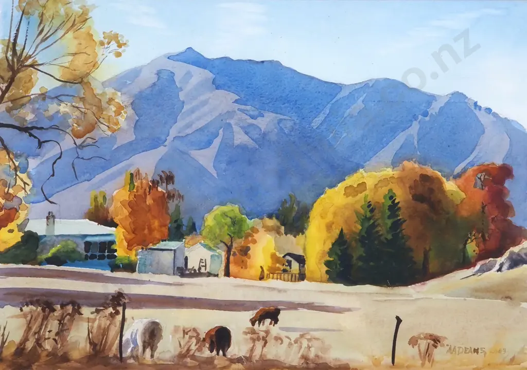 A.A. Deans. 2003. Omarama Autumn. Watercolour. Image 1++