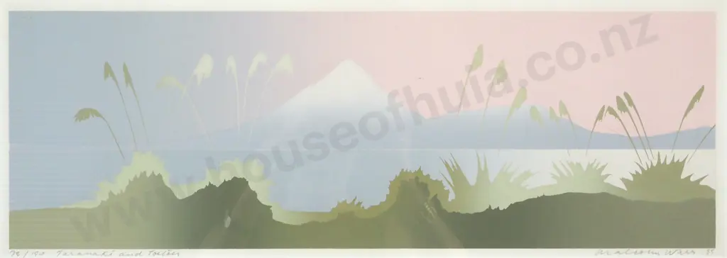 Malcolm Warr. 1985. Taranaki & Toetoes. Limited Edition Print 78/150. Image 1++