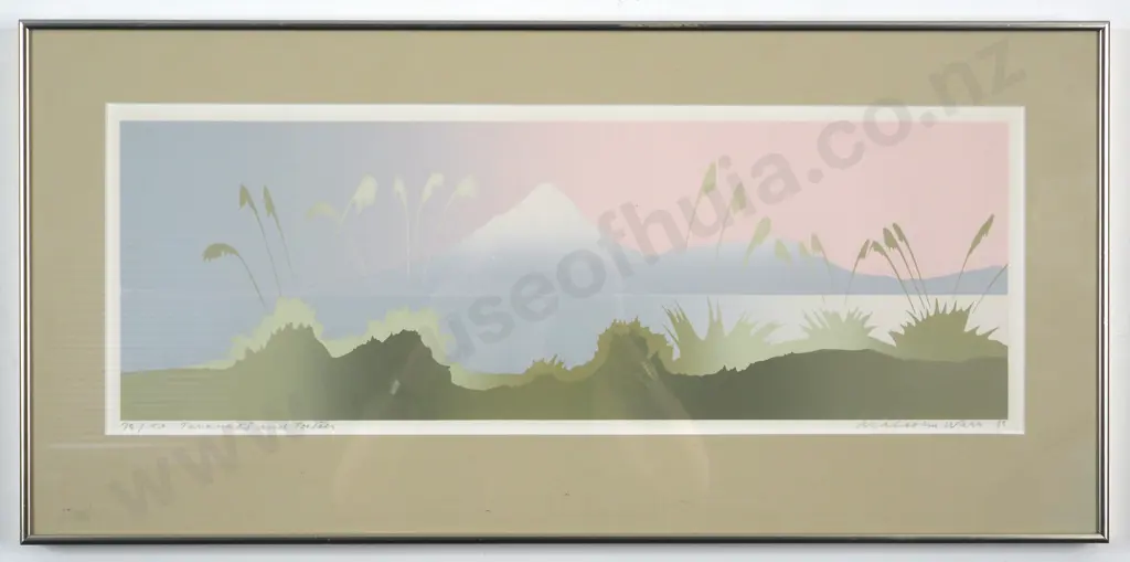 Malcolm Warr. 1985. Taranaki & Toetoes. Limited Edition Print 78/150. Image 1++