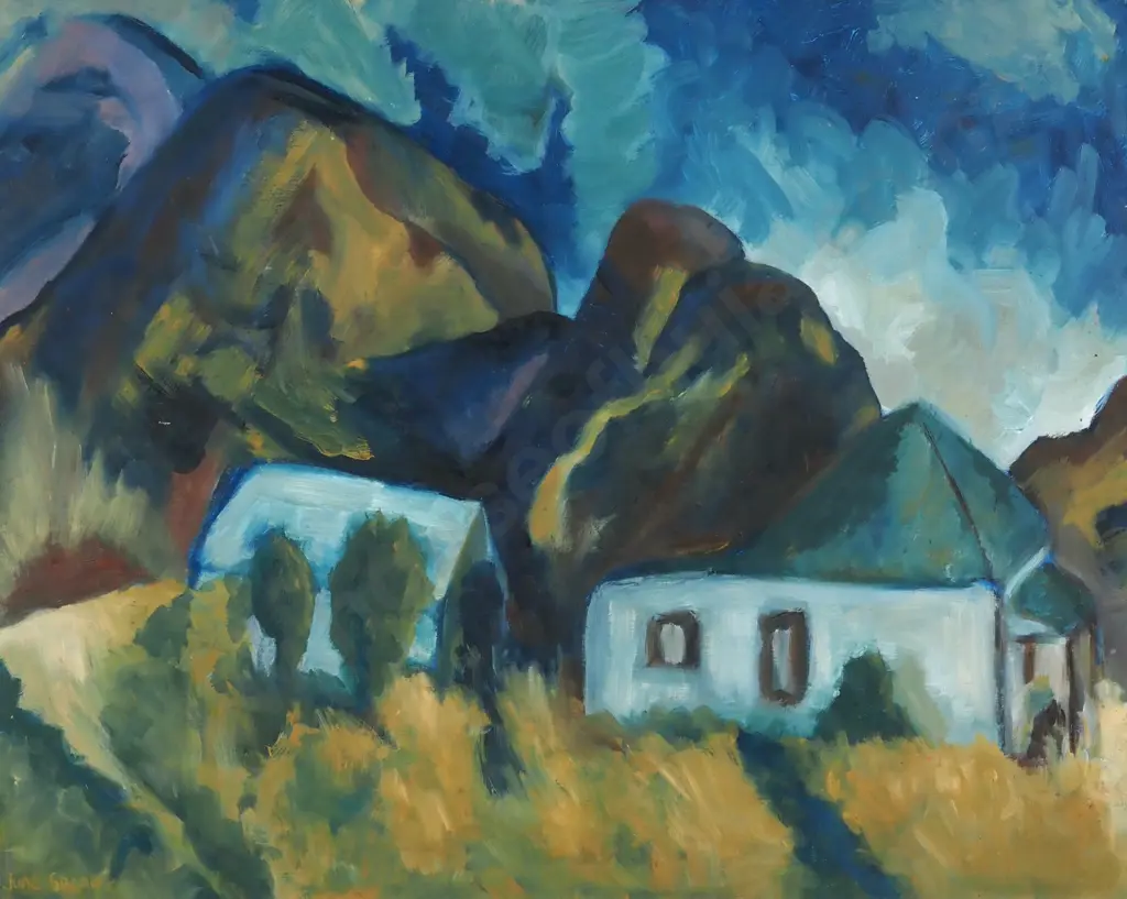 June Speare. High Country House. Oil on Board. Image 1++