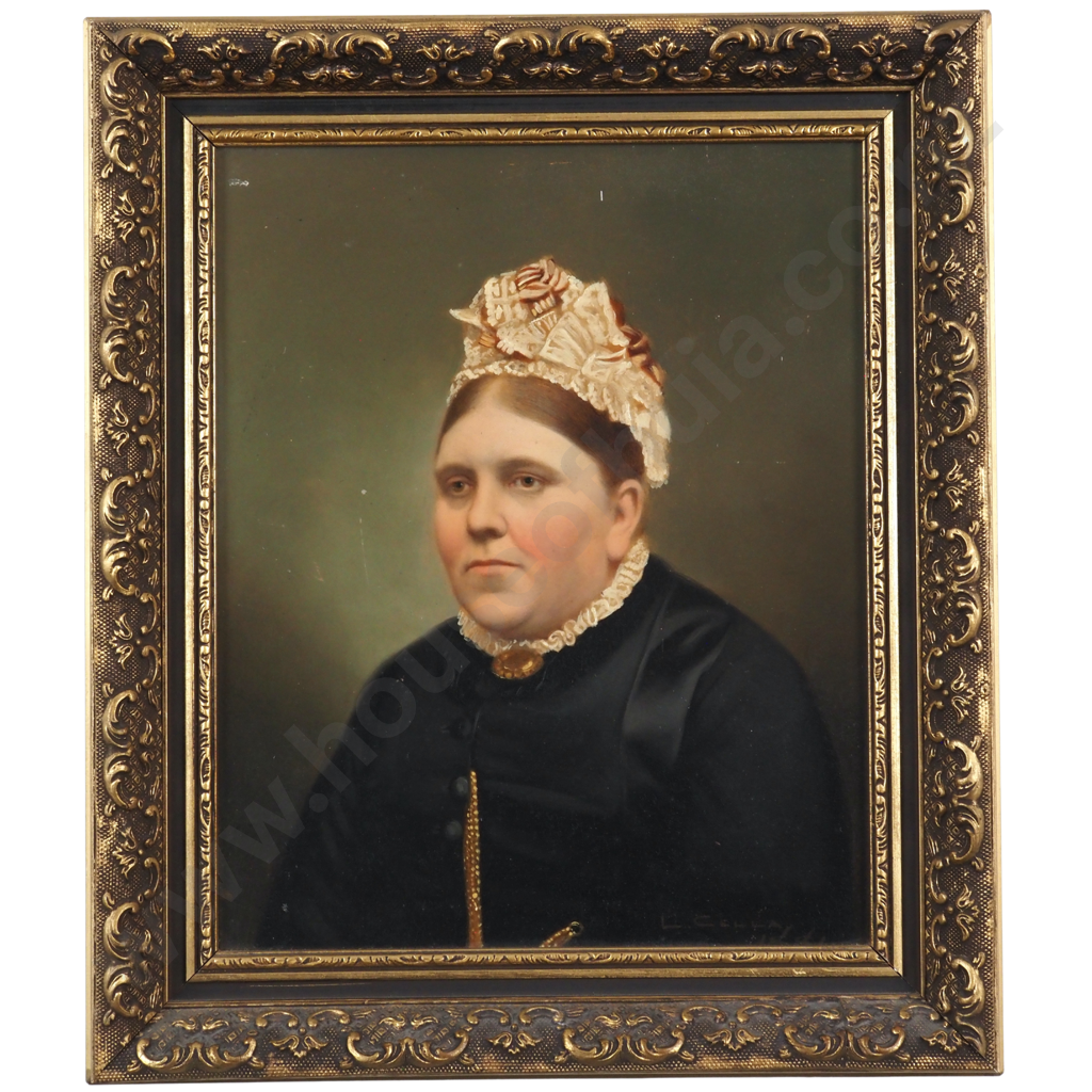 L Cella. 1881. Pair of Portraits - Victorian Man & Woman. Oil on Board. Image 1++