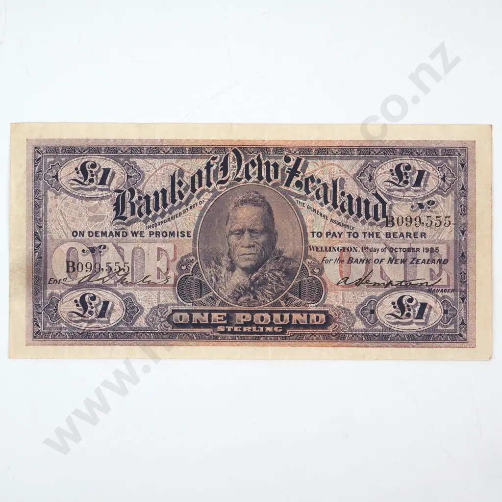 1925 Bank of New Zealand One Pound Image 1++
