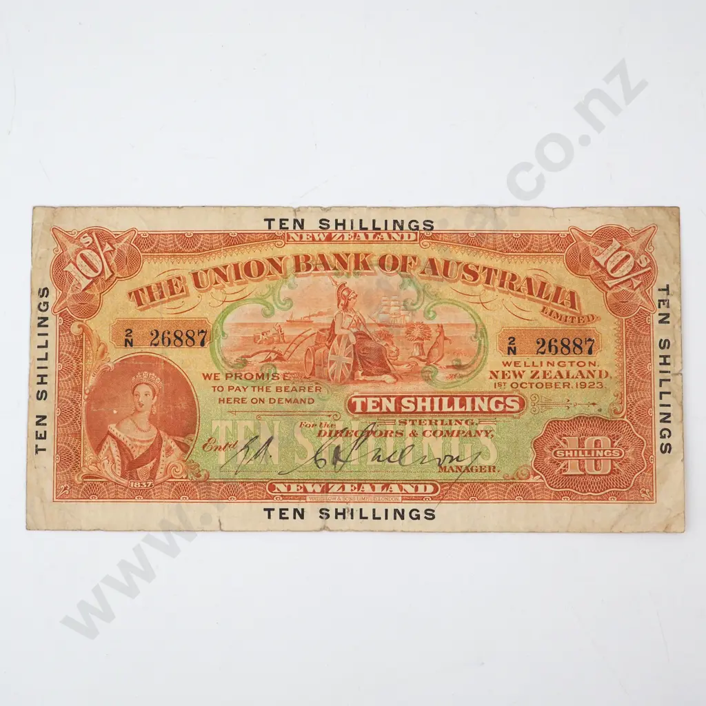 1923 Union Bank of Australia Ten Shillings Image 1++