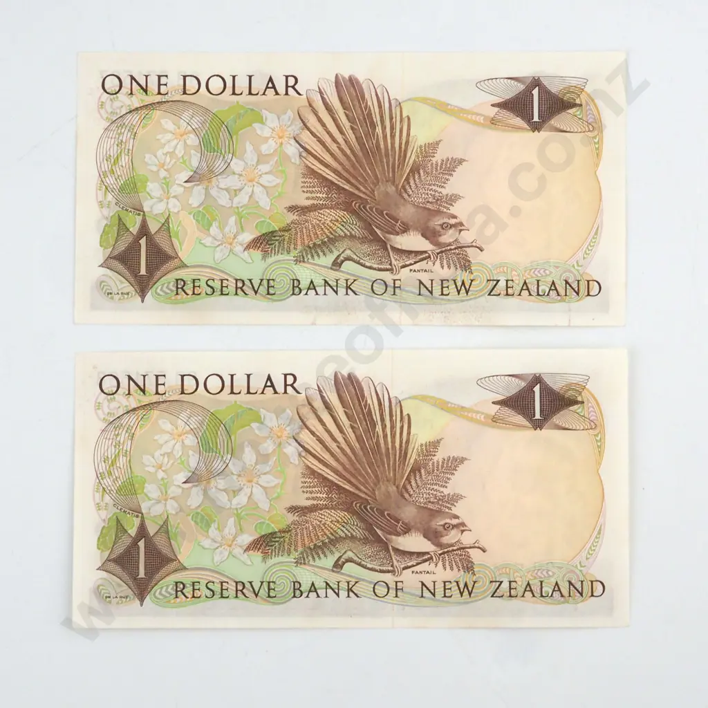 CONSECUTIVELY NUMBERED PAIR WILKS SIGNATURE, SERIALS 9B 571567, ALMOST UNCIRCULATED, C.V. $80 Image 1++