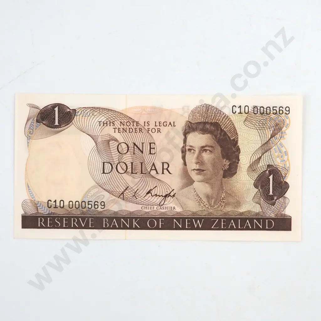 KNIGHT SIGNATURE, SERIAL C10 000569 ( LOW NUMBER ) ( FIRST PREFIX OF SIGNATURE ), UNCIRCULATED, C.V. $70 Image 1++