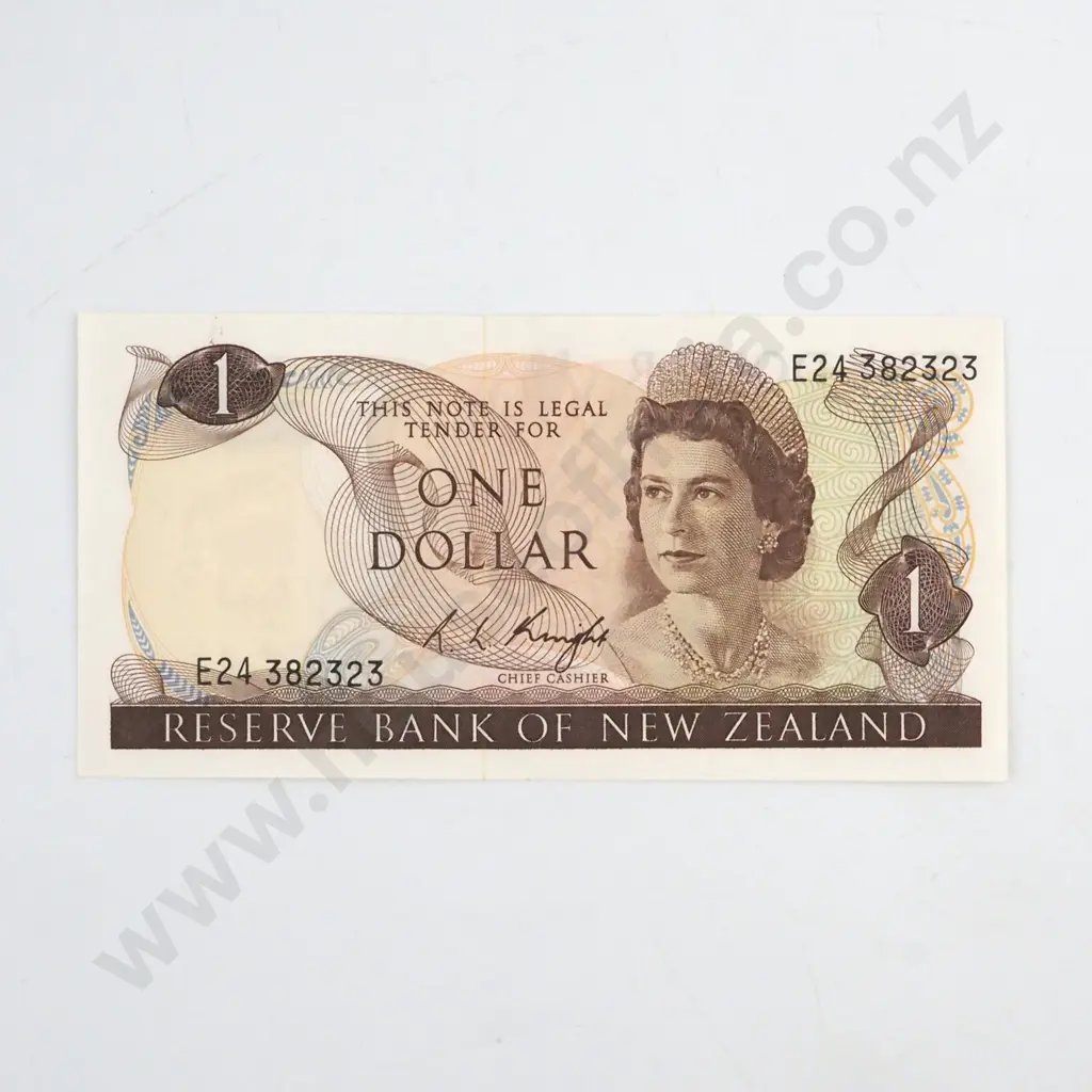 KNIGHT SIGNATURE, SERIAL E24 382323 ( LAST PREFIX OF SIGNATURE ), ALMOST UNCIRCULATED, C.V. $110 Image 1++