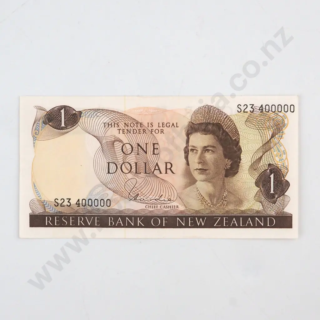 ONE DOLLAR HARDIE TYPE 1  SIGNATURE, SERIAL S23 400000 ( NEAR SOLID NUMBER ), ALMOST UNCIRCULATED Image 1++
