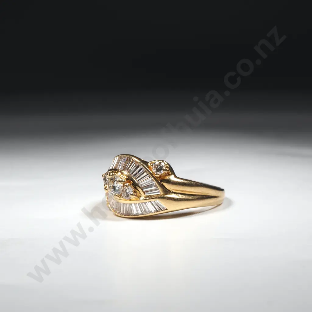 18ct Gold Diamond Crossover Ring Valued at $7,395.00 Image 1++