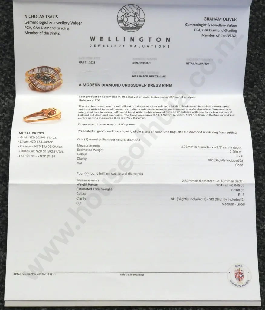 18ct Gold Diamond Crossover Ring Valued at $7,395.00 Image 1++