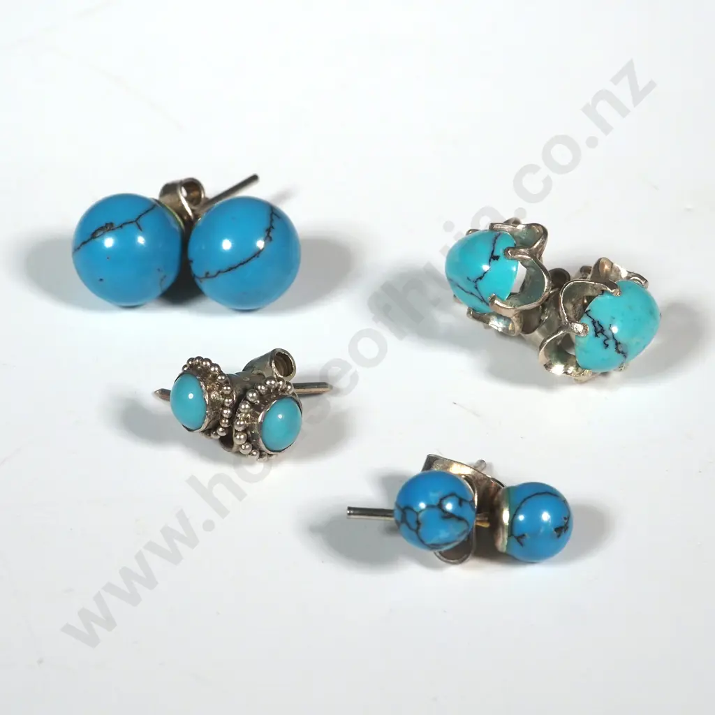 Four Pairs of Turquoise Earrings Image 1++