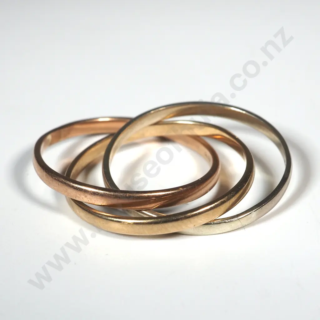 9ct Tricolour Gold Russian Wedding Ring Image 1++