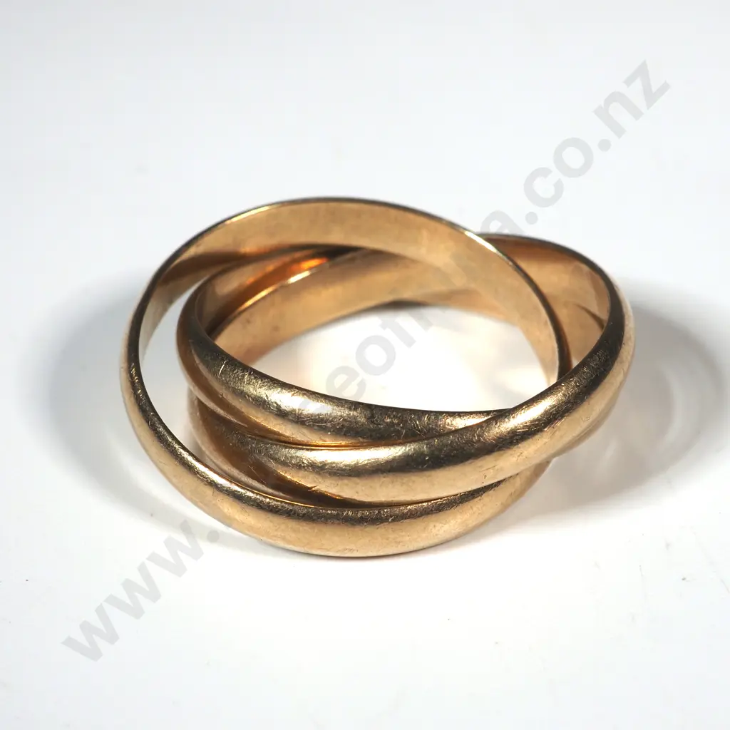 9ct Gold Three Band Russian Wedding Ring Image 1++