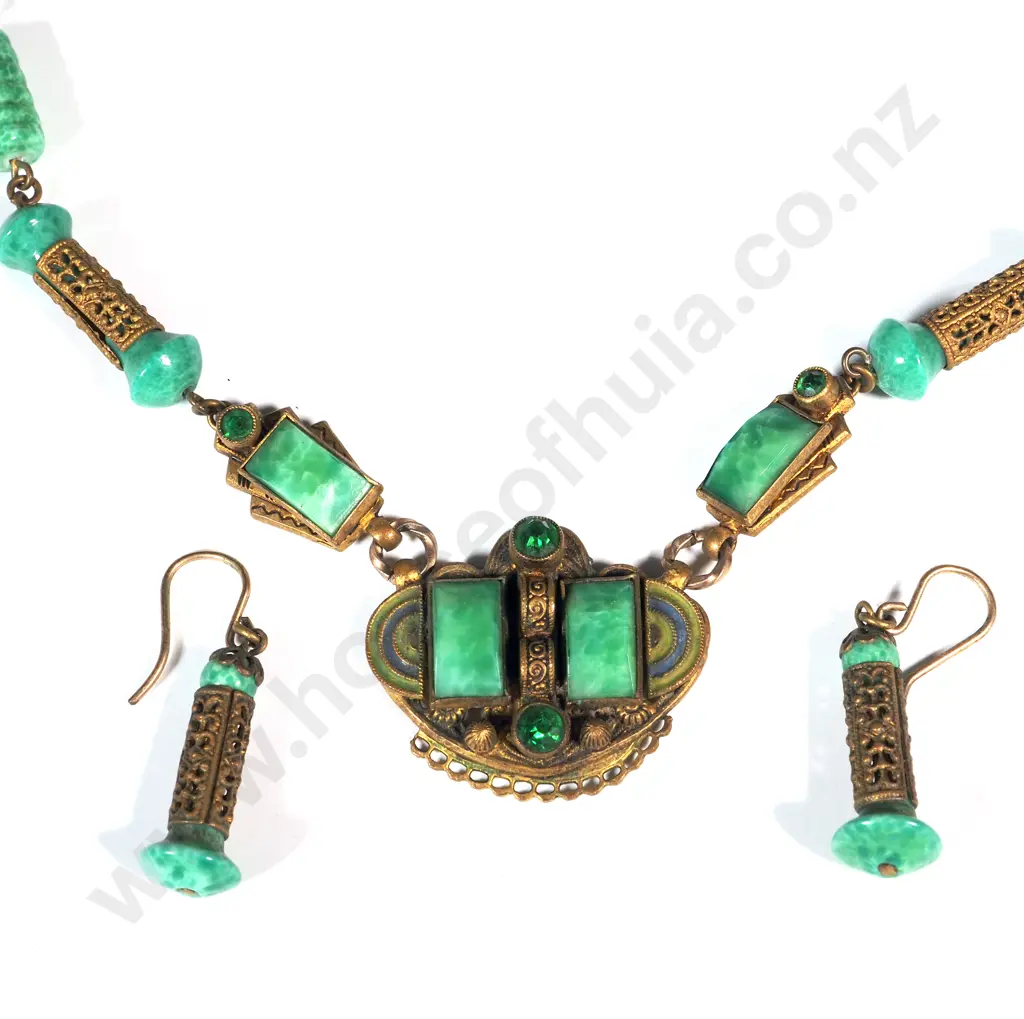 Vintage Egyption Revival Style Necklace & Earrings Image 1++